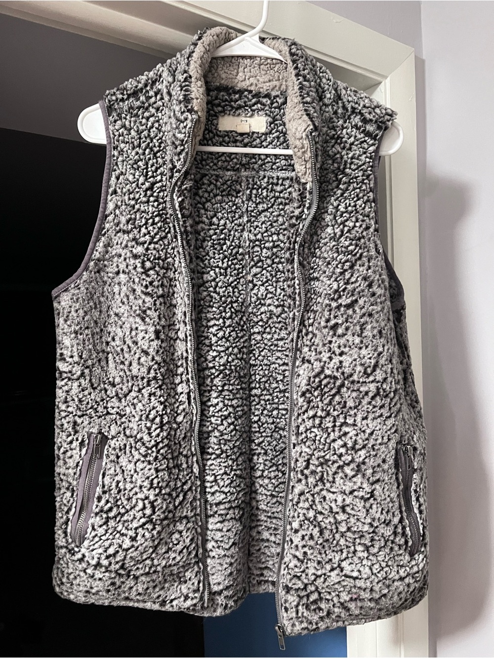 Gray Sherpa Fleece Vest